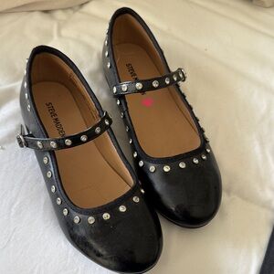 Steve Madden Black Studded Mary Jane Flats for Kids